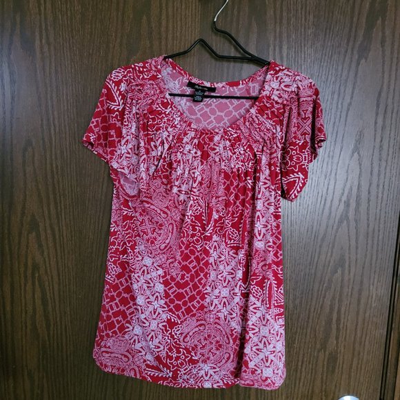 Style & Co. Red White Bandana Top Size Medium - Picture 11 of 16